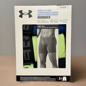 Under Armour Essential Tech Boxerjock Men’s XL 3 Pack 6” Blue Green 1385460-432